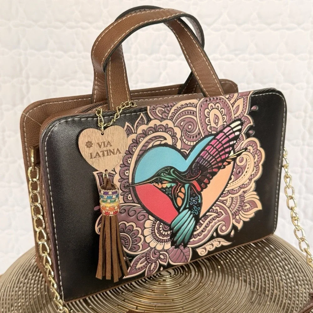 Via Latina Artisanal NWOT Leather Purse Gold‎ Hardware Structured Shoulder Bag